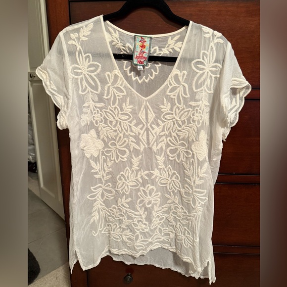 Johnny Was Cream Floral Embroidered Blouse - Picture 1 of 3
